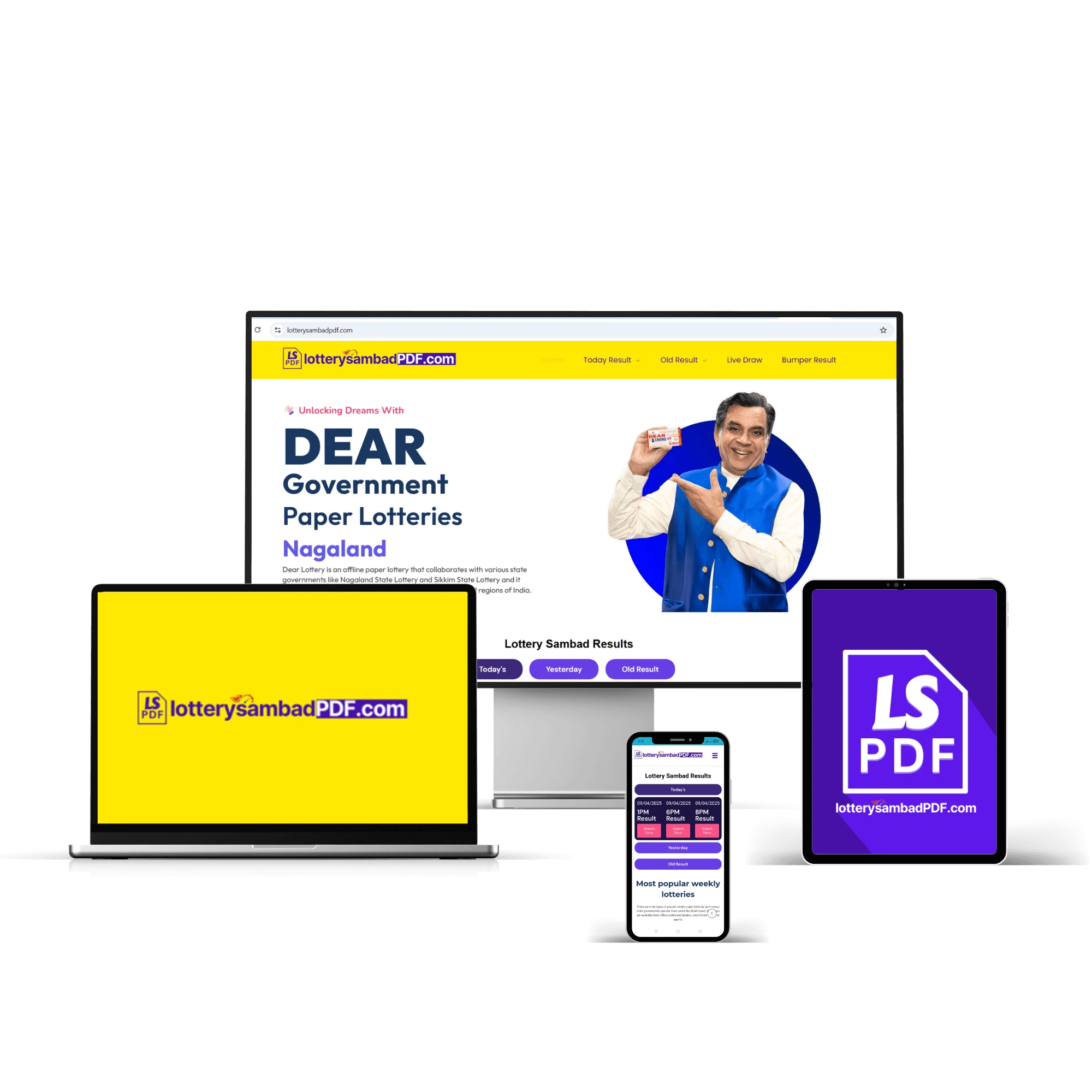 Get Lottery Sambad Results for 1PM, 6PM & 8PM – Download Dear Lottery PDFs, Watch Live Draws and Check Old Results Instantly. 32 lotterysambadpdf-multi-device-mockup