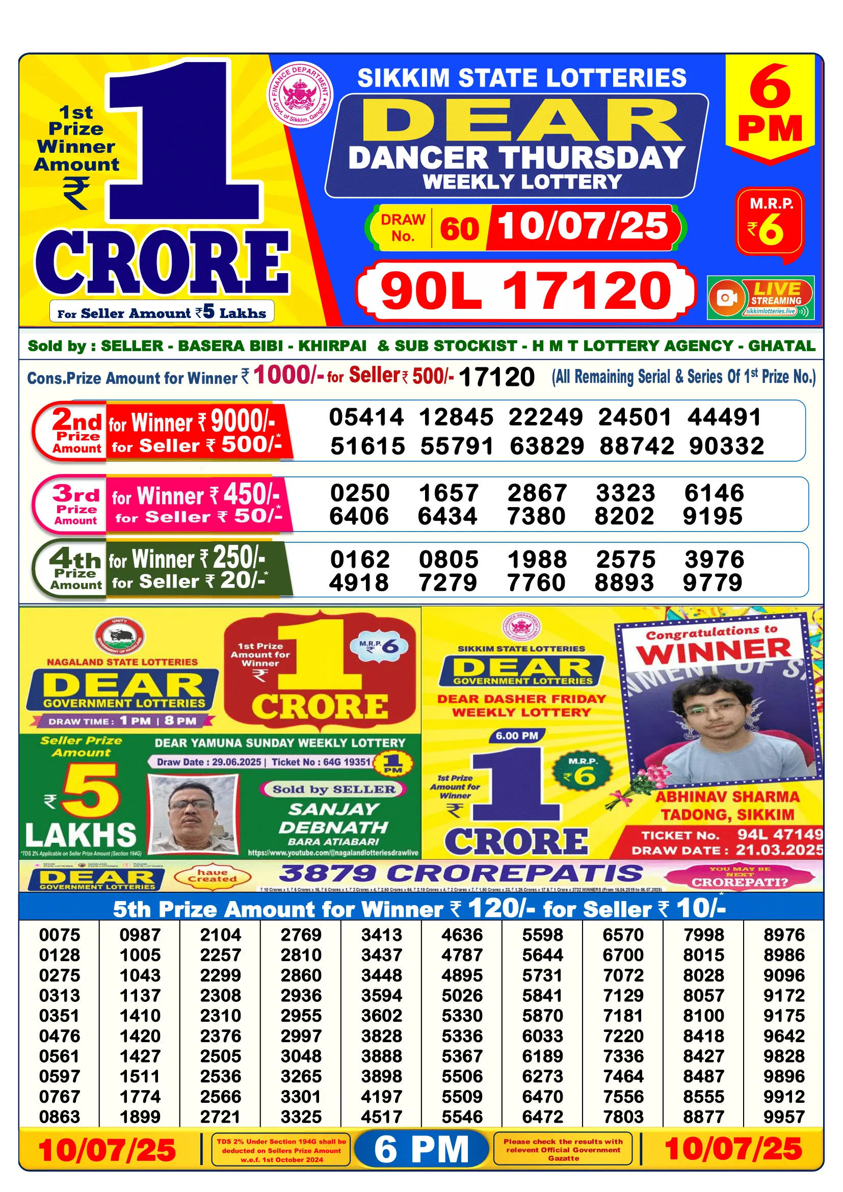 dear result dear lottery sambad 6pm result